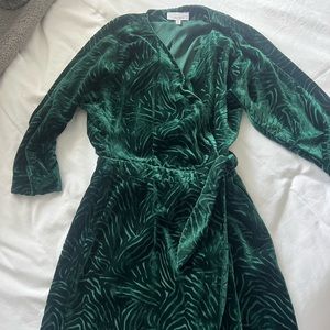 & Other Stories Green Velvet Wrap Dress